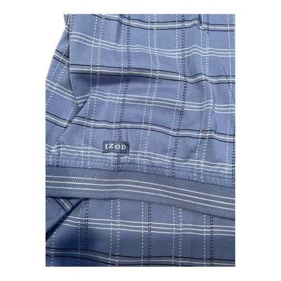 IZOD Golf Stretch Polo Shirt Mens Small Short-Sleeve Heathered Blue Striped - Picture 5 of 8